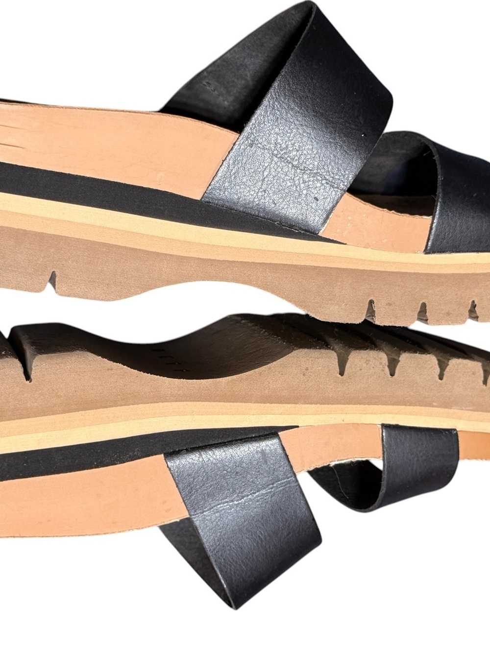 Reef Cushion Vista Higher Sandals Size 9 Black Tan Vegan Leather Platform Chunky - Picture 6 of 8